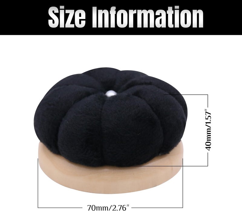 Uxney Pin Cushion,Wooden Sewing Pin Cushion Pincushion Needle Cushion for Sewing Quilting Needlework DIY Crafts(Black,2 PCS) - Image 2